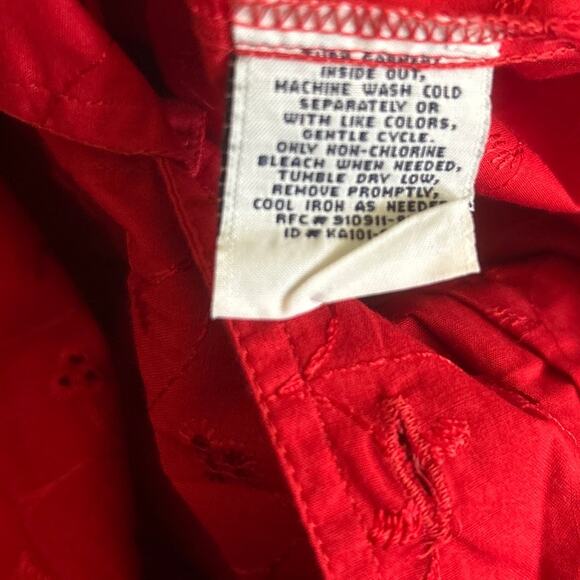 Bobbie Brooks Women Tunic Top 14/16 Red Embroidered Eyelet Floral Boho Cottage - Picture 5 of 7